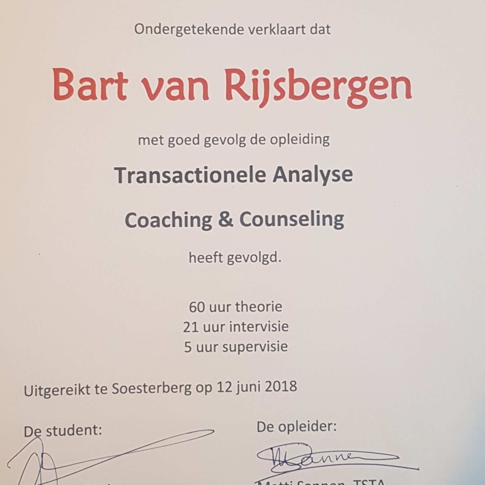 Opleiding Transactionele analyse I